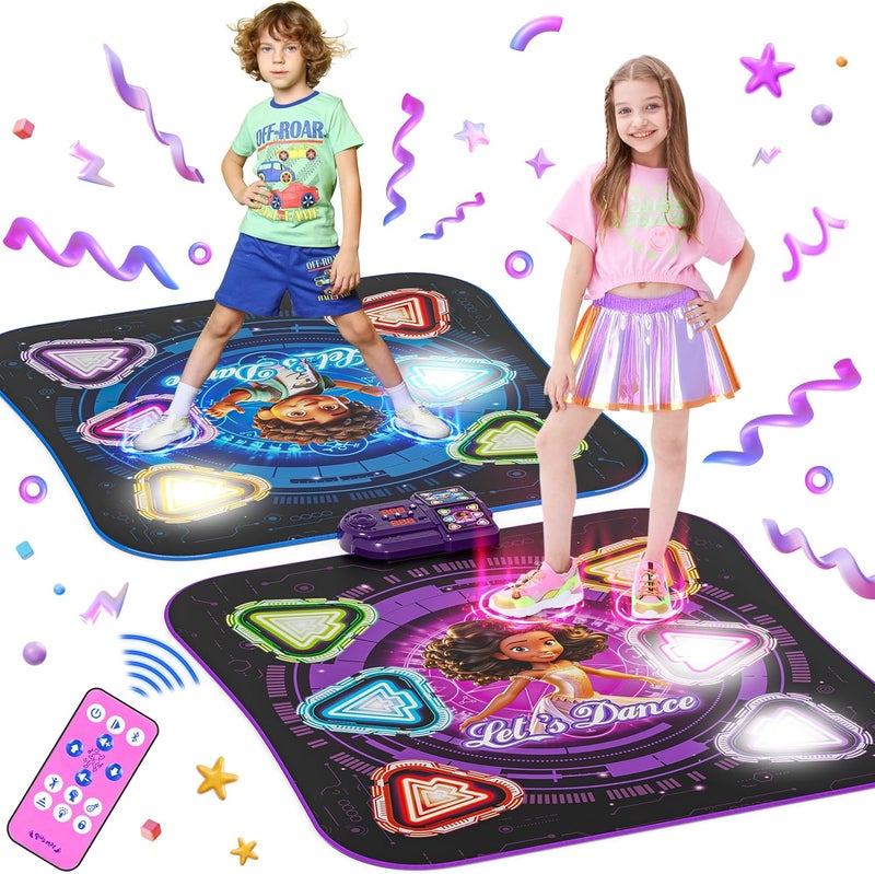 Surelect Store Dance Mat, 2025 Light Up 2-Player Opposing Dance Pad with Single & Double Player Modes, 12-Button Kids Music Toys with Bluetooth, Birthday for 3-12 Year Old Boys Girls - Image 1